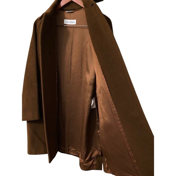 Max Mara Virgin Wool Cashmere Coat US 8 Brown Collared Barn Chore Coat Luxury - Picture 8 of 16